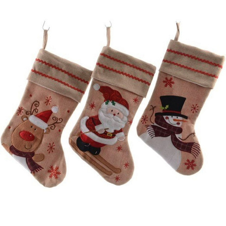 3x pieces cotton Christmas socks 45 cm