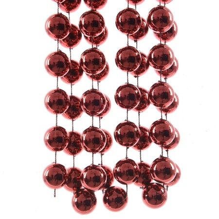 3x pieces dark red Christmas decoration bead chains 270 cm