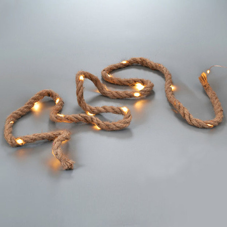 3x Rope lights burlap with warm white LED lights 2 meters battery powered with timer
