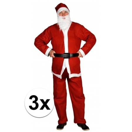 3x Voordelige Santa Run kerstman kostuums voor volwassenen