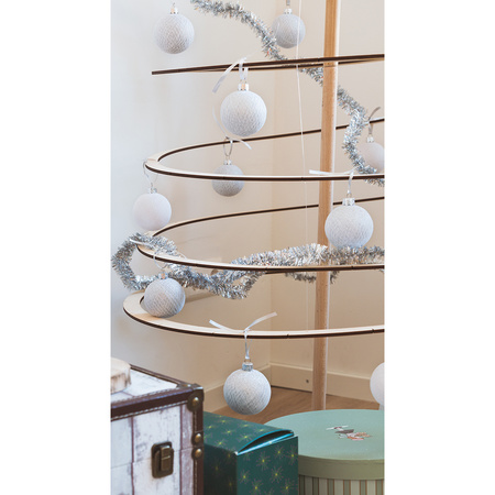 3x Witte Cotton Balls kerstballen 6,5 cm kerstboomversiering