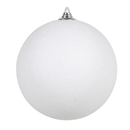 3x Witte grote decoratie kerstballen met glitter kunststof 25 cm