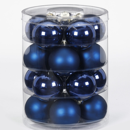 40x Donkerblauwe glazen kerstballen 6 cm glans en mat