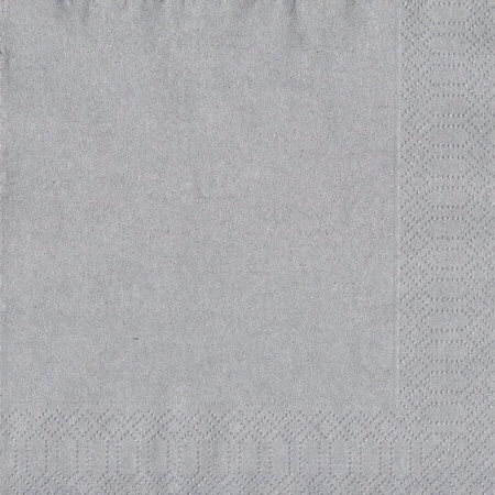 40x Christmas napkins silver uni color 33 x 33 cm