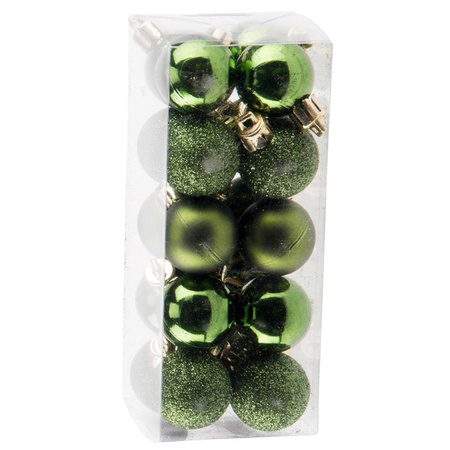 40x Small apple green Christmas baubles 3 cm plastic matte/shiny