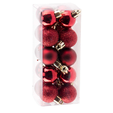 40x Small dark red Christmas baubles 3 cm plastic matte/shiny