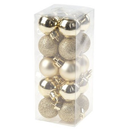 40x Kleine gouden kerstballen 3 cm kunststof mat/glans/glitter