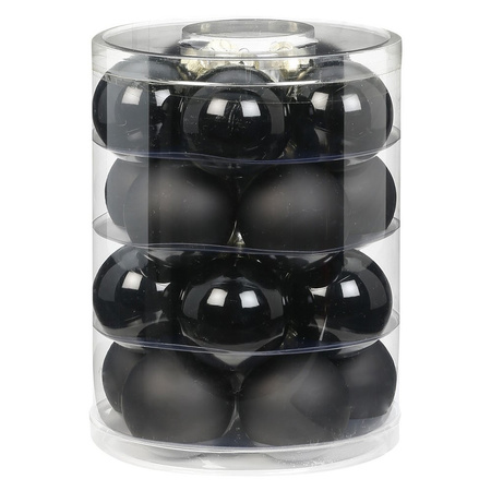 40x Zwarte glazen kerstballen 6 cm glans en mat