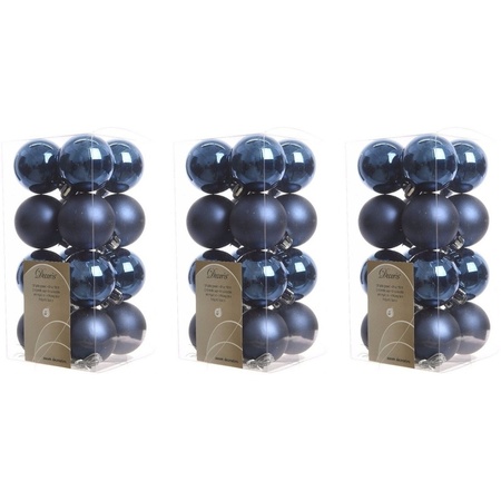 48x Donkerblauwe kerstballen 4 cm kunststof mat/glans