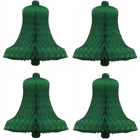 4x Green christmas bell decoration