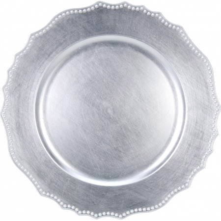 4x Diner charger plate/platter silver 33 cm round