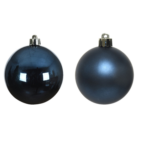 4x Donkerblauwe kerstballen 10 cm kunststof mat/glans