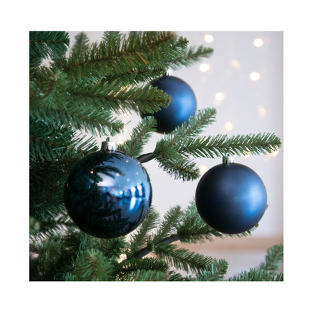 4x Dark blue Christmas baubles 10 cm plastic matte/shiny