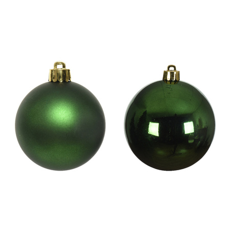 4x Donkergroene kerstballen 10 cm kunststof mat/glans