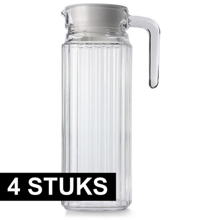 4x Luminarc glass jug with cap 1.1 L