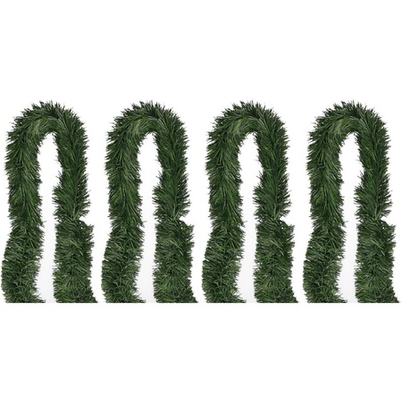 4x Green Christmas garlands 5 m