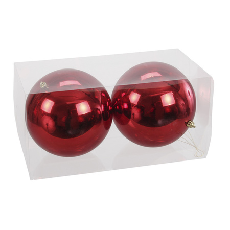 4x Grote kunststof kerstballen rood 15 cm