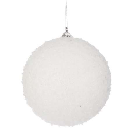 4x Large foam christmas baubles white 10 cm tree decoration 