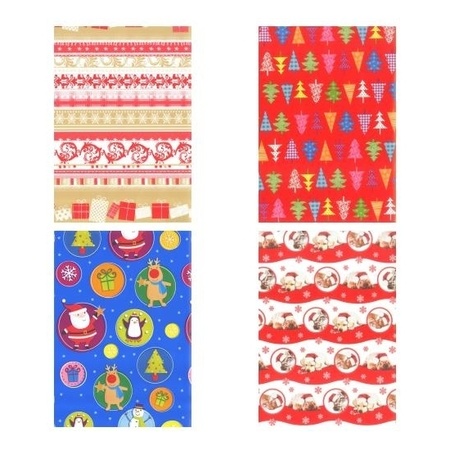 4x Christmas wrapping paper 200 x 70 cm