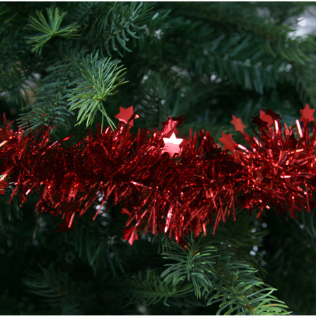 4x Kerst rode sterren kerstslingers 10 x 270 cm kerstboom