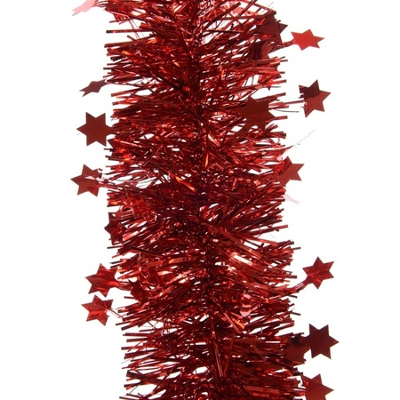 4x Christmas red stars Christmas tree foil garlands 10 x 270 cm