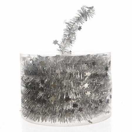 4x Christmas tree stars foil garlands silver 700 cm
