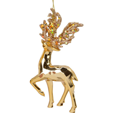 4x Gold reindeer hangers 16 cm christmas decoration