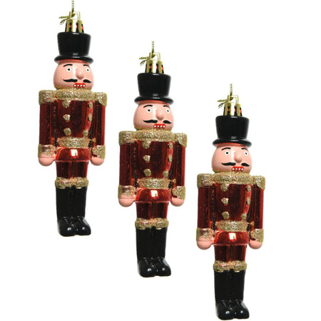 4x Kerstboomhangers notenkrakers poppetjes/soldaten rood 9 cm