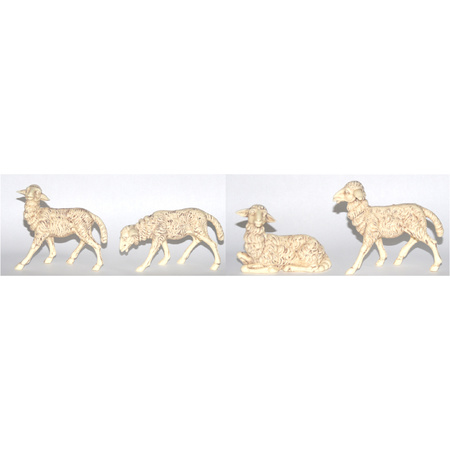 4x Christmas stable white sheep figurines 10 x 10 cm animal figurines