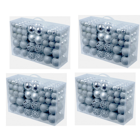 4x pakket met 100x kunststof kerstballen 3, 4 en 6 cm bij