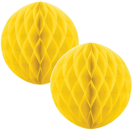 4x Paper christmas baubles yellow 10 cm