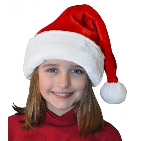 4x Plush Santa hat red/white for children