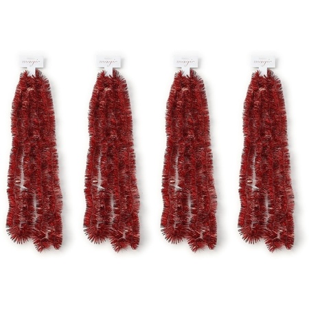 4x Red Christmas tree foil garlands 5 x 270 cm decorations
