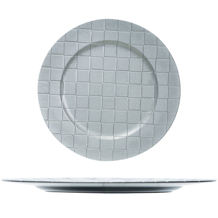 4x Diner plates/platters silver 33 cm round