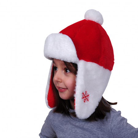 4x stuks kerstmutsen pluche met oorflappen voor kinderen