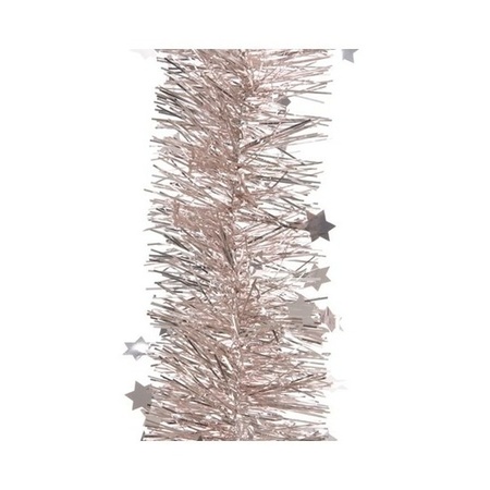 4x stuks lichtroze sterren kerstslingers 10 cm breed x 270 cm versiering