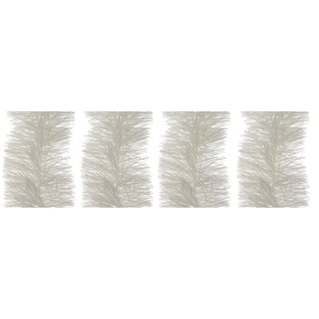4x Winter witte kerstslinger 10 cm breed x 270 cm versiering