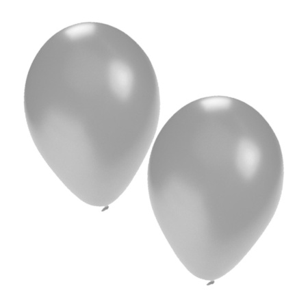 50x pieces party balloons silver 27 cm