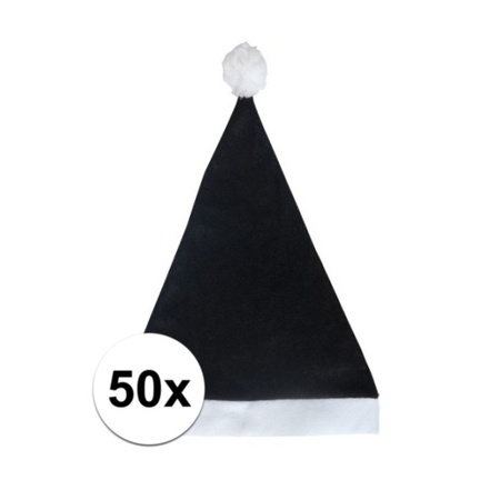 50x Black budget Santa hat for adults