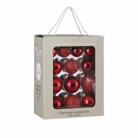 52x Glass christmas baubles red 5-6-7 cm matt/shiny