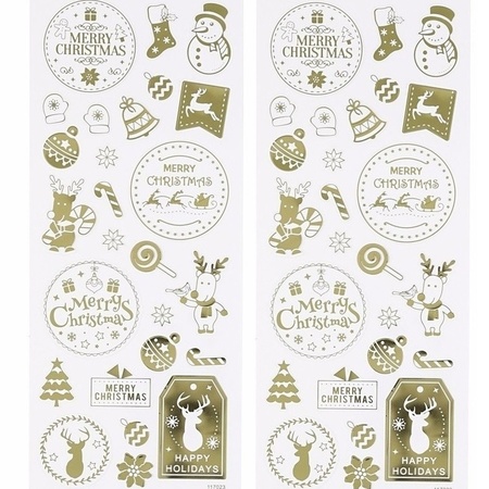 52x Kerst decoratie stickers goud