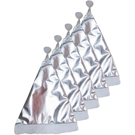 5x Christmas hat silver for adults