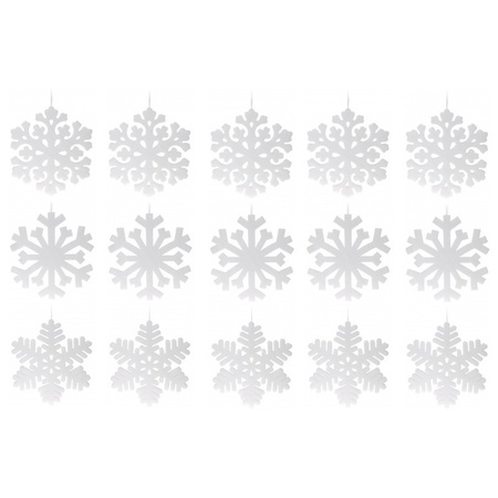 5x Large snowflake hanging decoration white 49 cm
