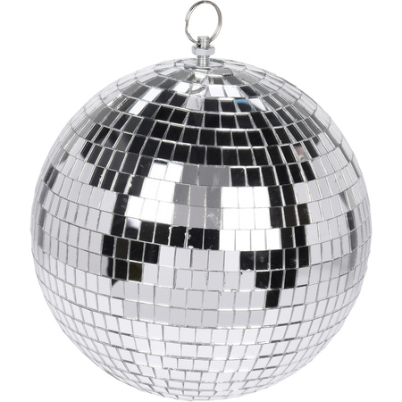 5x Large christmas decoration disco ball baubles silver glass/foam 12 cm