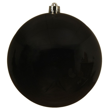 5x Grote zwarte kerstballen van 14 cm glans van kunststof