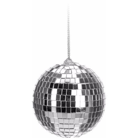 5x Kerstboom decoratie discoballen zilver 6 cm