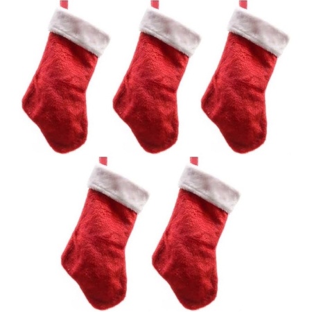 5x Christmas plush stockings 40 cm