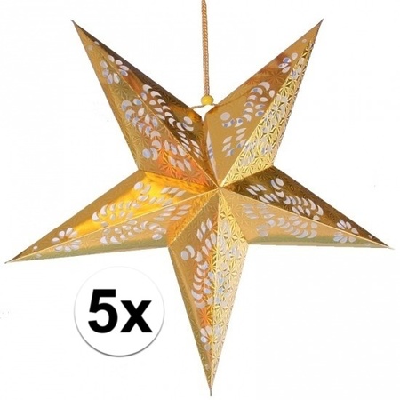 5x Gouden decoratie ster 60 cm