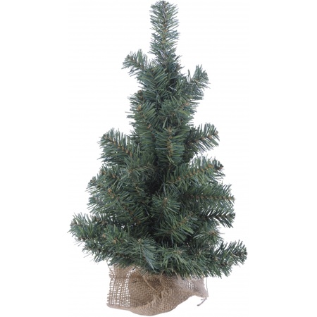 5x pieces small christmas tree with jute bag 60 cm