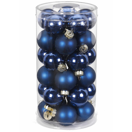 60x Dark blue glass Christmas baubles 4 cm shiny and matte